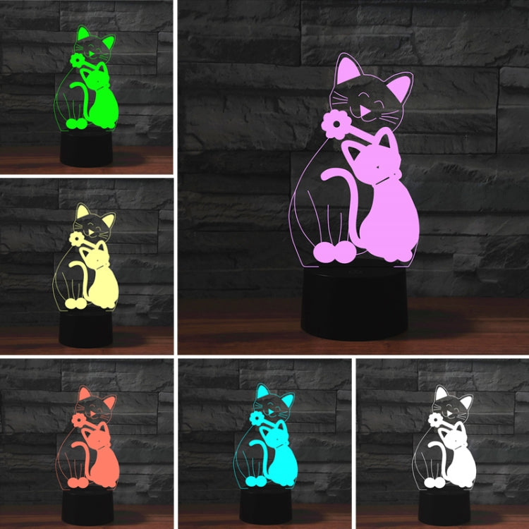 Cat Shape 3D Colorful LED Vision Light Table Lamp, USB Touch Version - Novelty Lighting by buy2fix | Online Shopping UK | buy2fix