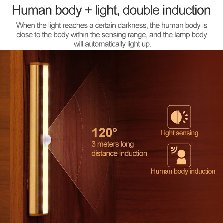0.8W 10 LEDs Warm White Light Narrow Screen Intelligent Human Body Sensor Light LED Corridor Cabinet Light, USB Charging Version - Sensor LED Lights by buy2fix | Online Shopping UK | buy2fix