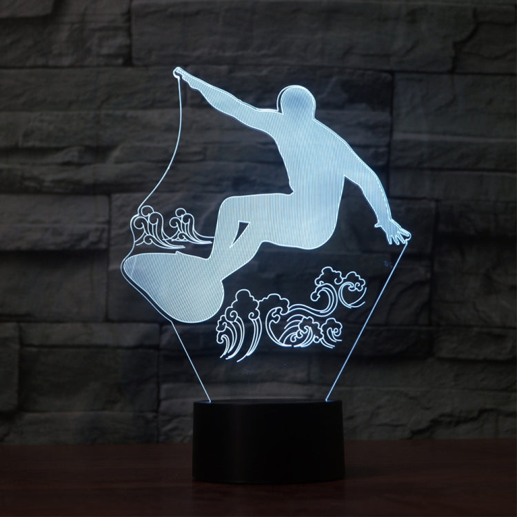 Surf Riding Shape 3D Colorful LED Vision Light Table Lamp, Charging Touch Version - Novelty Lighting by buy2fix | Online Shopping UK | buy2fix