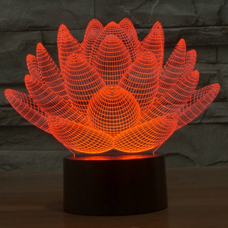 Lotus Style 3D Touch Switch Control LED Light , 7 Color Discoloration Creative Visual Stereo Lamp Desk Lamp Night Light - Novelty Lighting by buy2fix | Online Shopping UK | buy2fix
