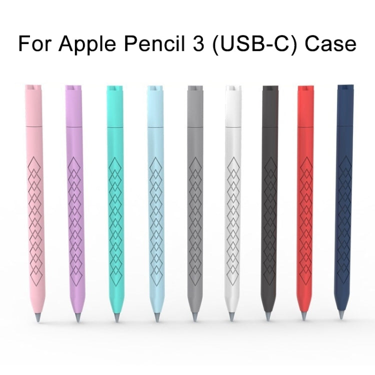 For Apple Pencil (USB-C) Diamond Pattern Silicone Stylus Pen Protective Case (Grey) - Pencil Accessories by buy2fix | Online Shopping UK | buy2fix