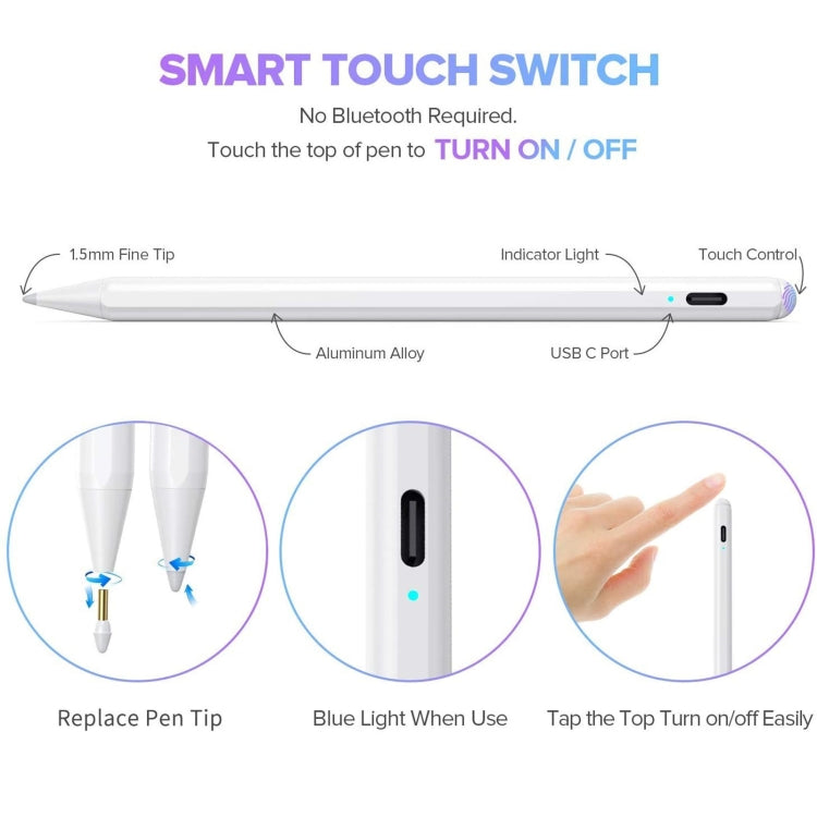 YP0016 Anti-mistouch Magnetic Capacitive Stylus Pen for iPad (White) - Stylus Pen by buy2fix | Online Shopping UK | buy2fix