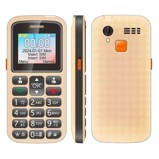 UNIWA M220 Elder Mobile Phone, 1.77 inch, 800mAh Battery, Network: 2G, SOS, LED Flashlight, FM, EU Plug (Yellow) - UNIWA by UNIWA | Online Shopping UK | buy2fix