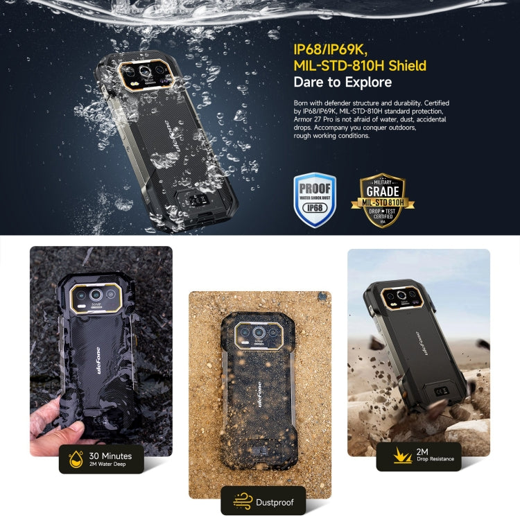 [HK Warehouse] Ulefone Armor 27 Pro Rugged Phone, 12GB+256GB, Night Vision, 10600mAh, 6.78 inch Android 14 MediaTek Dimensity 6300 Octa Core, Network: 5G, NFC (Black) - Ulefone by Ulefone | Online Shopping UK | buy2fix