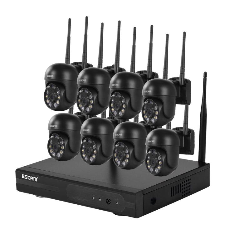 ESCAM WNK618 3.0 Million Pixels 8-channel Wireless Dome Camera HD NVR Security System, Support Motion Detection & Two-way Audio & Full-color Night Vision & TF Card, UK Plug - Dome Camera by ESCAM | Online Shopping UK | buy2fix