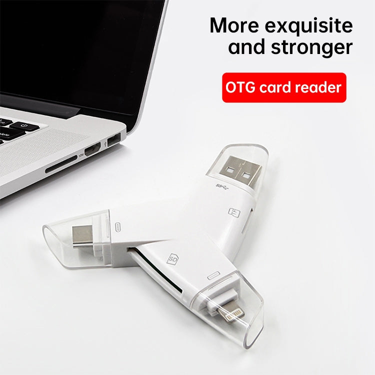 919 3 in 1 USB + USB-C / Type-C + 8 Pin Interfaces TF / SD Card Reader with OTG - U Disk & Card Reader by buy2fix | Online Shopping UK | buy2fix