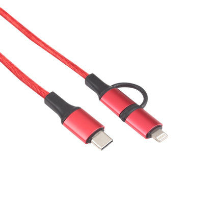 XF-45 2 in 1 3A USB-C / Type-C to USB-C / Type-C + 8 Pin Fast Charging Braided Data Cable, Cable Length: 1m (Red) - Multifunction Cable by buy2fix | Online Shopping UK | buy2fix