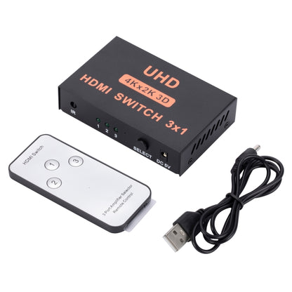 HDMI Switch 3 into 1 out 4Kx2K HD Video Switch, with Remote Control - Switch by buy2fix | Online Shopping UK | buy2fix