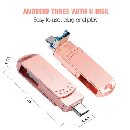 Richwell 3 in 1 16G Type-C + Micro USB + USB 3.0 Metal Flash Disk with OTG Function(Silver) - U Disk & Card Reader by Richwell | Online Shopping UK | buy2fix