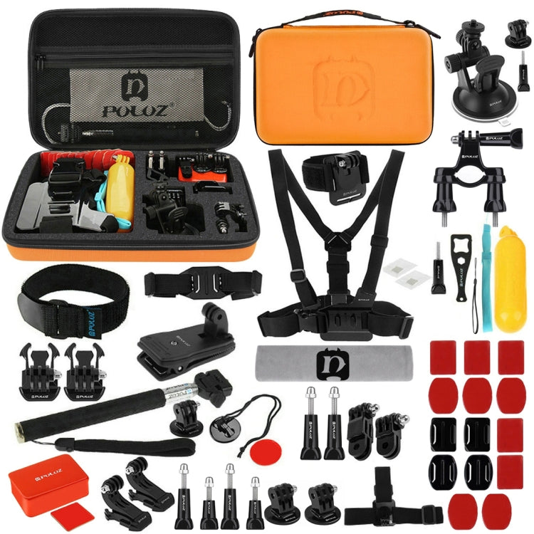 PULUZ 53 in 1 Accessories Total Ultimate Combo Kits with Orange EVA Case (Chest Strap + Suction Cup Mount + 3-Way Pivot Arms + J-Hook Buckle + Wrist Strap + Helmet Strap + Extendable Monopod + Surface ...  for GoPro, Insta360, DJI and Other Action Cameras -  by PULUZ | Online Shopping UK | buy2fix