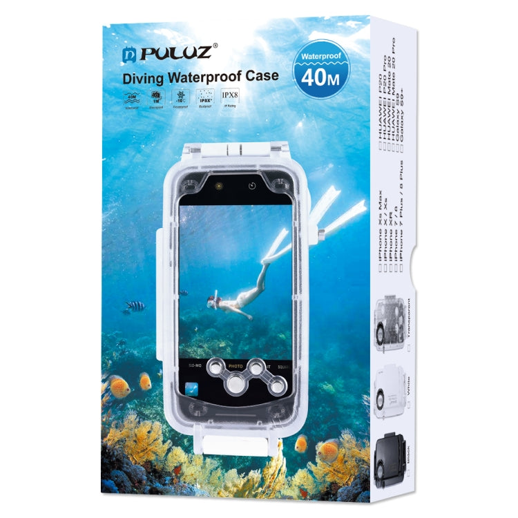 For iPhone XS Max PULUZ 40m/130ft Waterproof Diving Case, Photo Video Taking Underwater Housing Cover(Transparent) - More iPhone Cases by PULUZ | Online Shopping UK | buy2fix