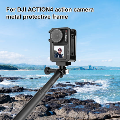 For DJI Osmo Action 4 / 3 PULUZ Metal Cage Expansion Adapter Frame with Cold Shoe (Black) -  by PULUZ | Online Shopping UK | buy2fix