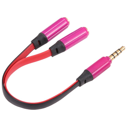 Noodle Style Aux Audio Cable 3.5mm Male to 2 x Female Splitter Connector, Compatible with Phones, Tablets, Headphones, MP3 Player, Car/Home Stereo & More(Magenta) - Cable & Splitter by buy2fix | Online Shopping UK | buy2fix