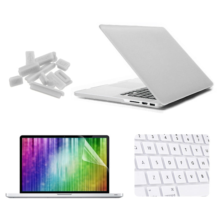 ENKAY for MacBook Pro Retina 15.4 inch (US Version) / A1398 4 in 1 Frosted Hard Shell Plastic Protective Case with Screen Protector & Keyboard Guard & Anti-dust Plugs(White) - MacBook Pro Cases by ENKAY | Online Shopping UK | buy2fix