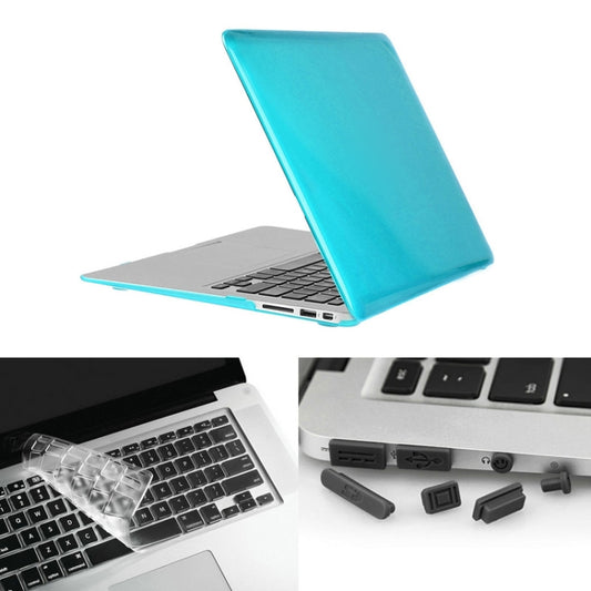 ENKAY for Macbook Air 13.3 inch (US Version) / A1369 / A1466 Hat-Prince 3 in 1 Crystal Hard Shell Plastic Protective Case with Keyboard Guard & Port Dust Plug(Blue) - MacBook Air Cases by ENKAY | Online Shopping UK | buy2fix