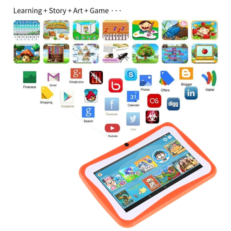 Kids Education Tablet PC, 7.0 inch, 1GB+8GB, Android 4.4.2 Allwinner A33 Quad Core 1.3GHz, WiFi, TF Card up to 32GB, Dual Camera(Orange) -  by buy2fix | Online Shopping UK | buy2fix