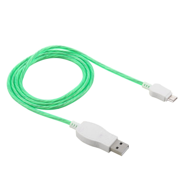 LED Flowing Light 1m USB A to Type-C Data Sync Charge Cable, For Galaxy, Huawei, Xiaomi, LG, HTC and Other Smart Phones(Green) - USB-C & Type-C Cable by buy2fix | Online Shopping UK | buy2fix