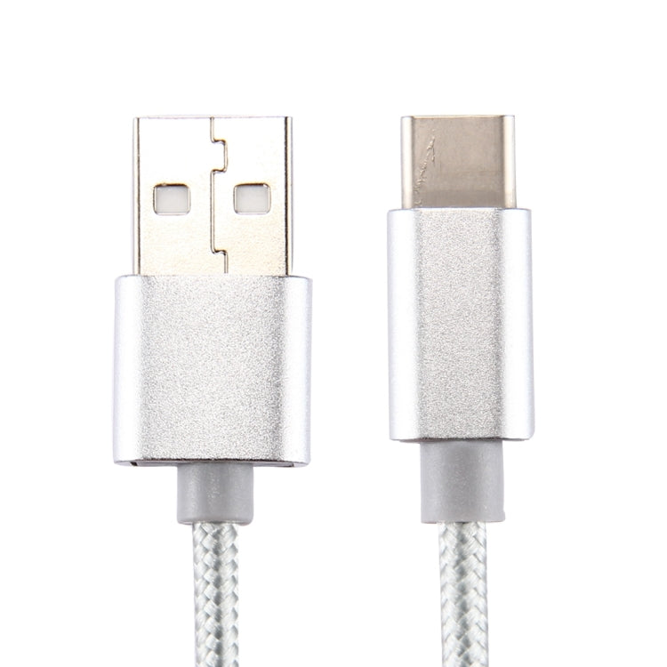 Knit Texture USB to USB-C / Type-C Data Sync Charging Cable, Cable Length: 1m, 3A Total Output, 2A Transfer Data(Silver) - USB-C & Type-C Cable by buy2fix | Online Shopping UK | buy2fix