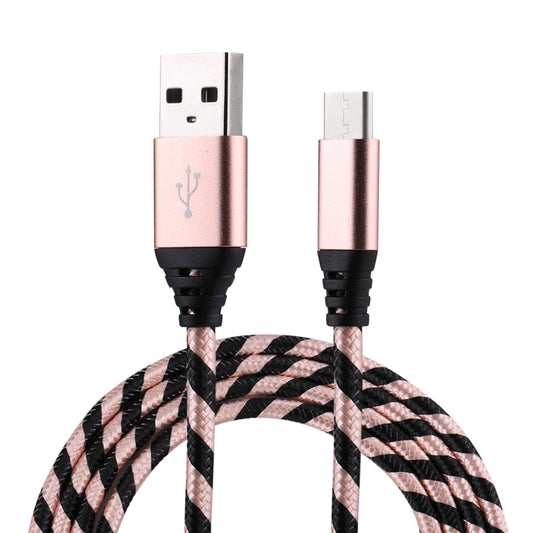 1m USB to USB-C / Type-C Nylon Weave Style Data Sync Charging Cable(Rose Gold) - USB-C & Type-C Cable by buy2fix | Online Shopping UK | buy2fix