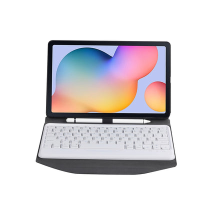B610 Diamond Texture Triangle Back Holder Splittable Bluetooth Keyboard Leather Tablet Case for Samsung Galaxy Tab S6 Lite (White + Black) - Samsung Keyboard by buy2fix | Online Shopping UK | buy2fix