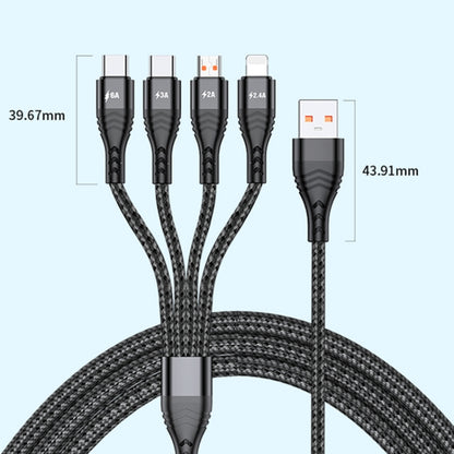 4 in 1 66W 6A USB to 8 Pin + Micro USB + Dual USB-C / Type-C Fast Charging Data Cable, Cable Length: 2m(Black) - Multifunction Cable by buy2fix | Online Shopping UK | buy2fix