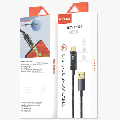 Mutural Li-CC007 1.2m 66W Transparent Digital Display USB to Type-C Charging Data Cable - USB-C & Type-C Cable by Mutural | Online Shopping UK | buy2fix