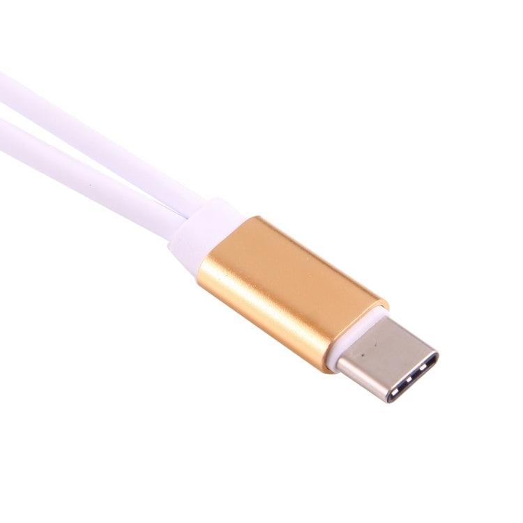 USB-C / Type-C Male to 3.5mm Female & Type-C Female Audio Adapter(Gold) - Type-C Adapter by buy2fix | Online Shopping UK | buy2fix