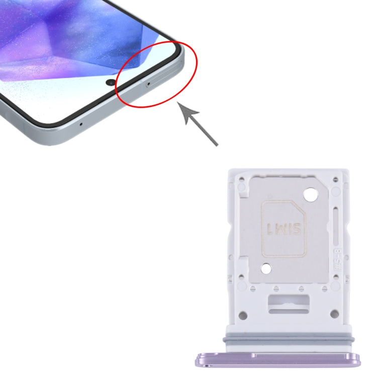 For Samsung Galaxy A55 SM-A556B Original SIM Card Tray + SIM / Micro SD Card Tray (Purple) - Card Socket by buy2fix | Online Shopping UK | buy2fix