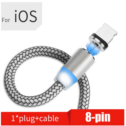 USB to 8 Pin Magnetic Metal Connector Nylon Two-color Braided Magnetic Data Cable, Cable Length: 1m(Silver) - Charging Cable & Head by buy2fix | Online Shopping UK | buy2fix