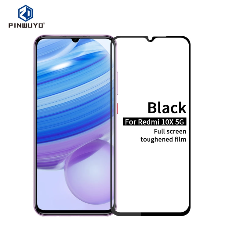 For Xiaomi RedMi 10X 5G PINWUYO 9H 2.5D Full Screen Tempered Glass Film(Black) -  by PINWUYO | Online Shopping UK | buy2fix