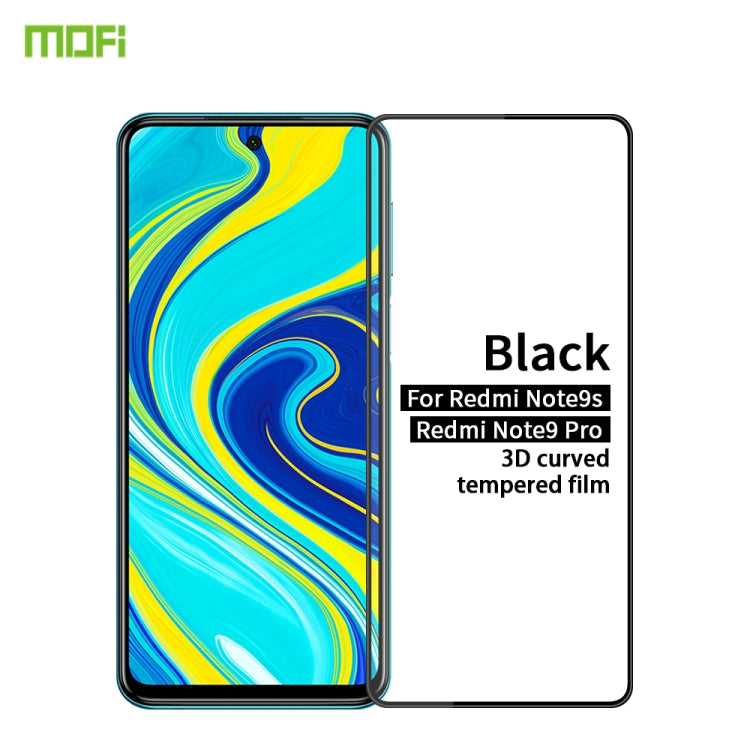 For Xiaomi Redmi Note 9S/Note 9 Pro MOFI 9H 3D Explosion-proof Curved Screen Tempered Glass Film(Black) -  by MOFI | Online Shopping UK | buy2fix