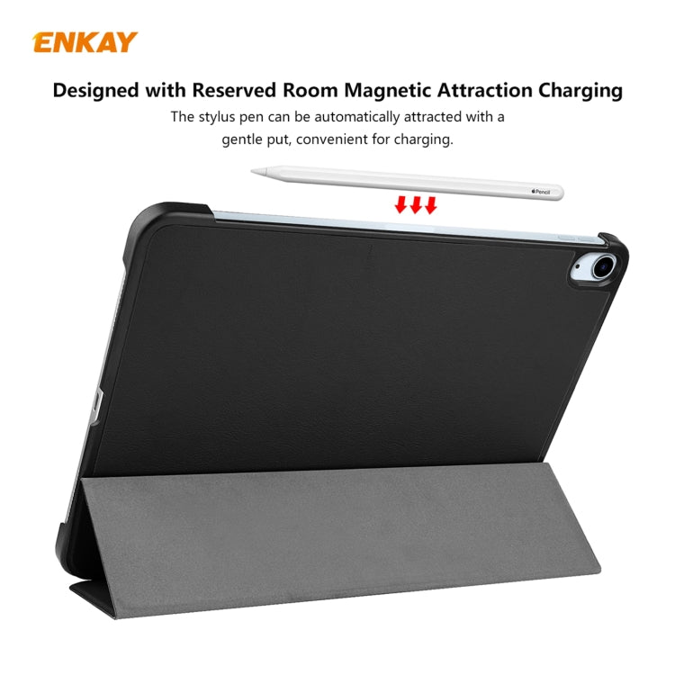 For iPad Air 11 2024 / Pro 11 2018 / Air 10.9 2022 ENKAY 3-folding Plastic Leather Smart Tablet Case(Black) - iPad Air (2022) / (2020) 10.9 Cases by ENKAY | Online Shopping UK | buy2fix