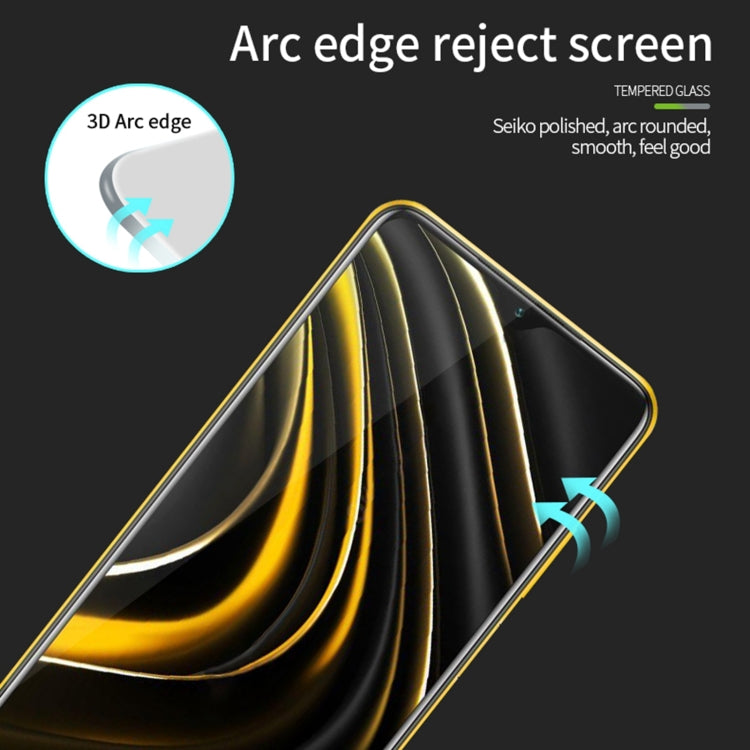 For Xiaomi Poco M3 MOFI 9H 3D Explosion-proof Curved Screen Tempered Glass Film(Black) -  by MOFI | Online Shopping UK | buy2fix