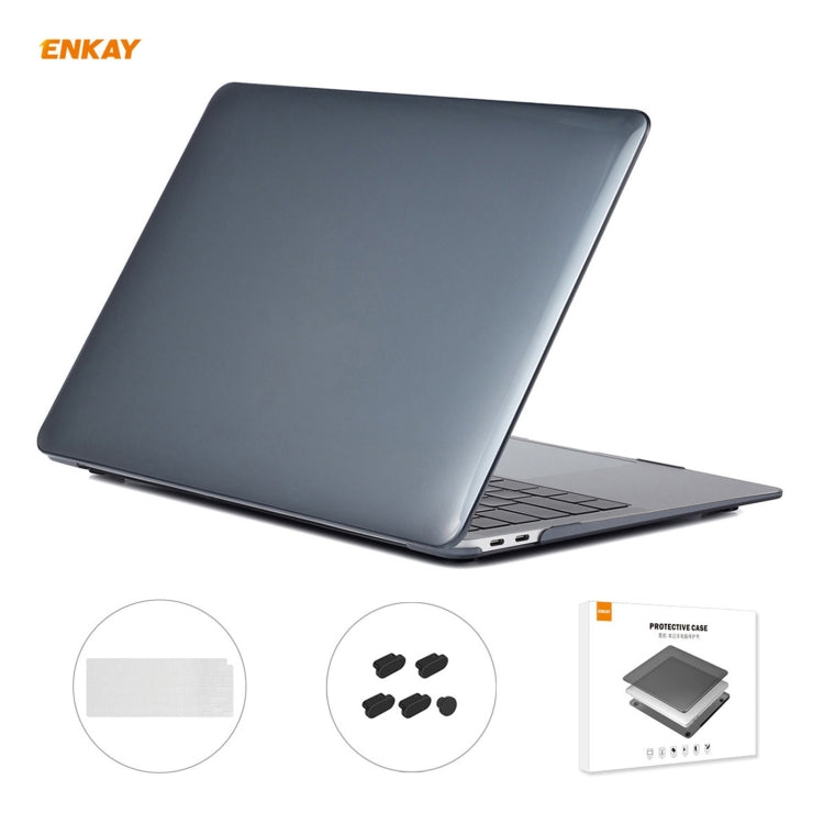 For MacBook Air 13.3 inch A2179 & A2337 2020 ENKAY 3 in 1 Crystal Laptop Protective Case + US Version TPU Keyboard Film + Anti-dust Plugs Set(Black) - MacBook Air Cases by WIWU | Online Shopping UK | buy2fix