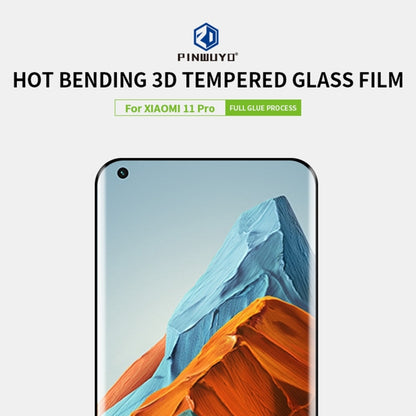 For Xiaomi Mi 11 Pro PINWUYO 9H 3D Hot Bending Tempered Glass Film(Black) -  by PINWUYO | Online Shopping UK | buy2fix