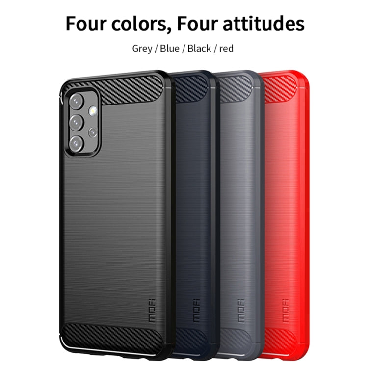 For Samsung Galaxy A32 5G MOFI Gentleness Series Brushed Texture Carbon Fiber Soft TPU Case(Red) - Galaxy Phone Cases by MOFI | Online Shopping UK | buy2fix