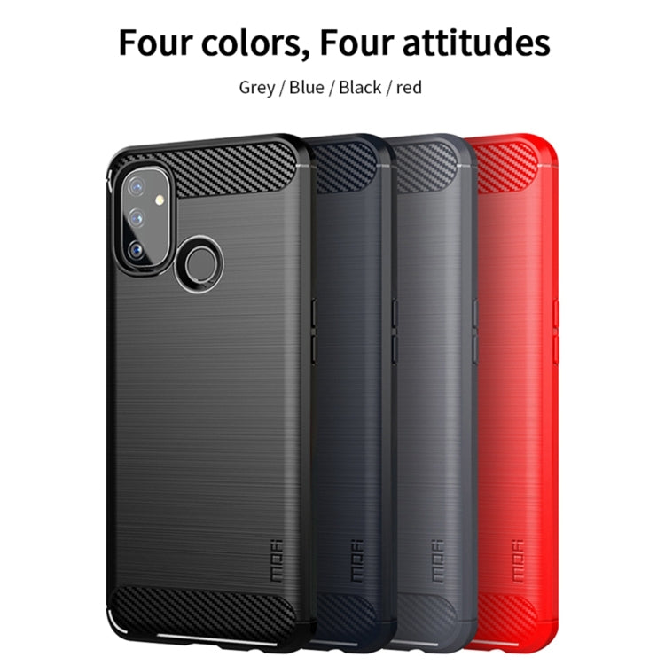 For OnePlus Nord N100 MOFI Gentleness Series Brushed Texture Carbon Fiber Soft TPU Case(Red) - OnePlus Cases by MOFI | Online Shopping UK | buy2fix