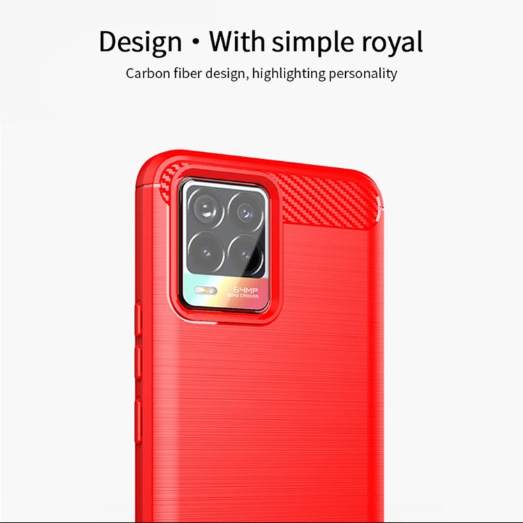 For OPPO Realme 8 / 8 Pro MOFI Gentleness Series Brushed Texture Carbon Fiber Soft TPU Case(Red) - Realme Cases by MOFI | Online Shopping UK | buy2fix