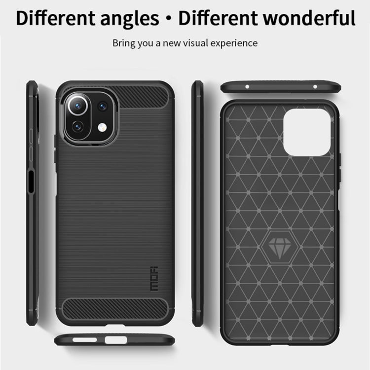 For Xiaomi Mi 11 Lite MOFI Gentleness Series Brushed Texture Carbon Fiber Soft TPU Case(Black) - Xiaomi Cases by MOFI | Online Shopping UK | buy2fix