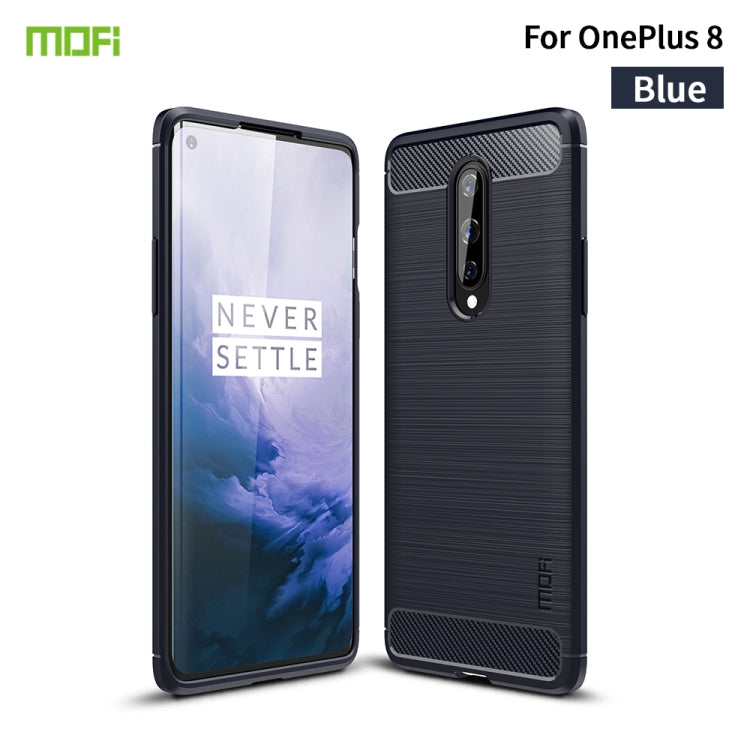 For OnePlus 8 MOFI Gentleness Series Brushed Texture Carbon Fiber Soft TPU Case(Blue) - OnePlus Cases by MOFI | Online Shopping UK | buy2fix