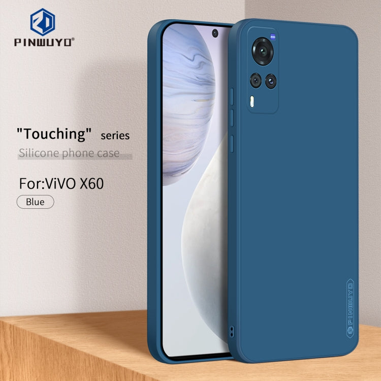 For vivo X60 PINWUYO Touching Series Liquid Silicone TPU Shockproof Case(Blue) - OPPO Cases by PINWUYO | Online Shopping UK | buy2fix
