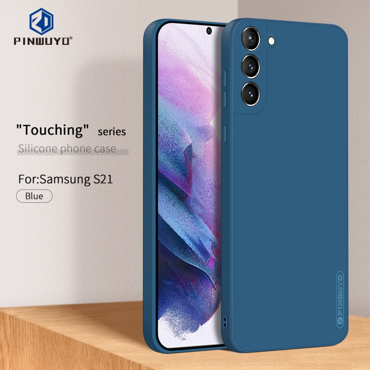 For Samsung Galaxy S21 5G PINWUYO Touching Series Liquid Silicone TPU Shockproof Case(Blue) -  by PINWUYO | Online Shopping UK | buy2fix