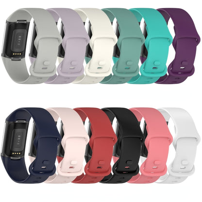 For Fitbit Charge 5 Monochromatic Silicone Watch Band, Size：Large Size(Milky white) - Watch Bands by buy2fix | Online Shopping UK | buy2fix