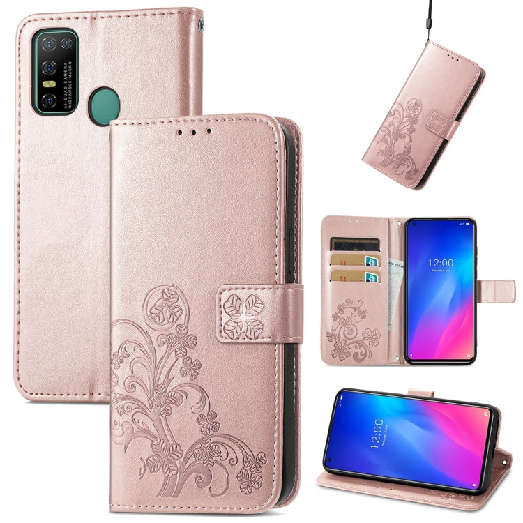 For Doogee N30 Four-leaf Clasp Embossed Buckle Mobile Phone Protection Leather Case(Rose Glod) - More Brand by buy2fix | Online Shopping UK | buy2fix