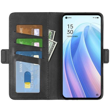 For OPPO Reno7 5G / Find X5 Lite Dual-side Magnetic Flip Leather Case(Black) - OPPO Cases by buy2fix | Online Shopping UK | buy2fix