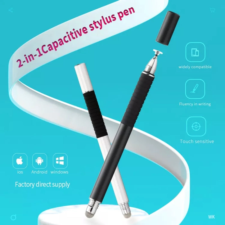 AT-31 Conductive Cloth Head + Precision Sucker Capacitive Pen Head 2-in-1 Handwriting Stylus with 2 Pen Head(Silver Grey) - Stylus Pen by buy2fix | Online Shopping UK | buy2fix