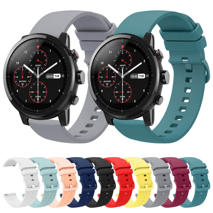 For Amazfit 2 Stratos 22mm Solid Color Soft Silicone Watch Band(Wine Red) - Watch Bands by buy2fix | Online Shopping UK | buy2fix
