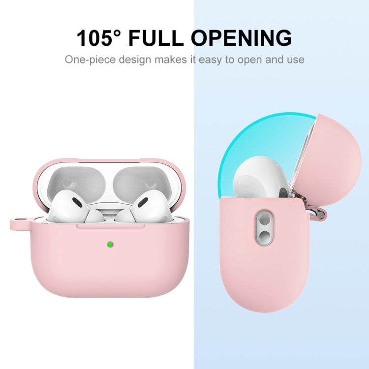 For Apple AirPods Pro 2 2022 ENKAY Thickened Silicone Protective Case with Keychain(Matte Pink) - For AirPods Pro 2 by ENKAY | Online Shopping UK | buy2fix