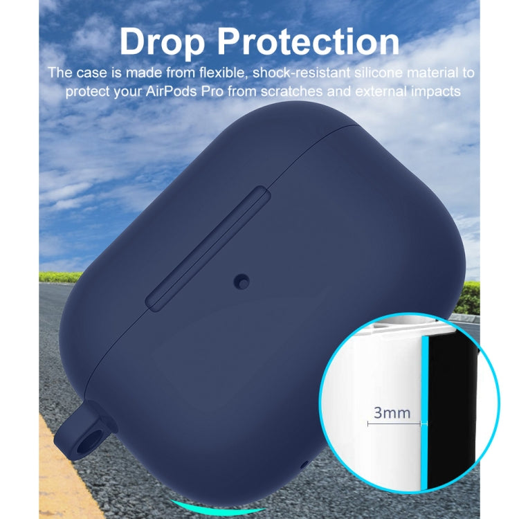 For Apple AirPods Pro 2 2022 ENKAY Thickened Silicone Protective Case with Keychain(Dark Blue) - For AirPods Pro 2 by ENKAY | Online Shopping UK | buy2fix