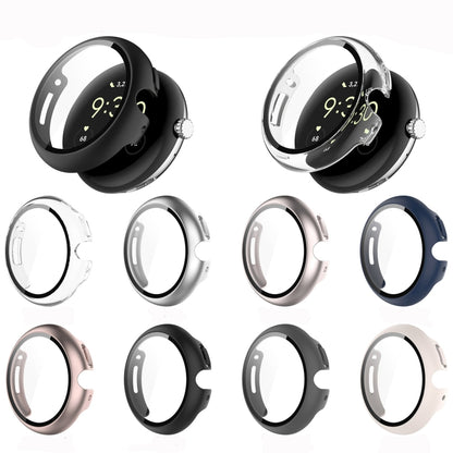For Google Pixel Watch Tempered Glass Film PC Watch Case(Black) - Watch Cases by buy2fix | Online Shopping UK | buy2fix